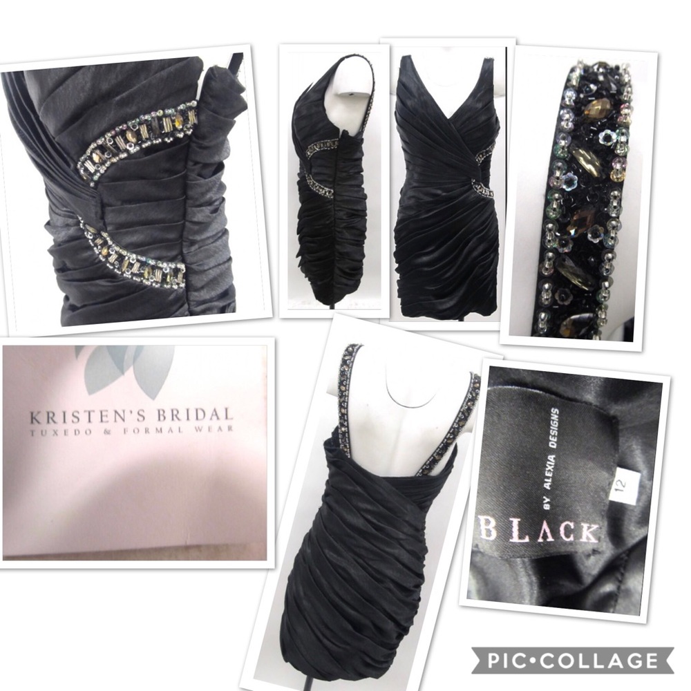 Sz 12 JR -Alexia Designs Blk Jeweled Dress